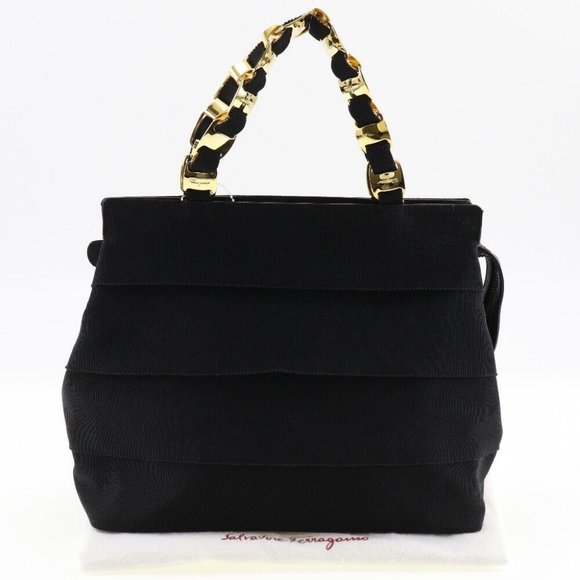 Salvatore Ferragamo Handbags - Salvatore Ferragamo Vala Chain Handbag AU-21 5251 black canvas Women